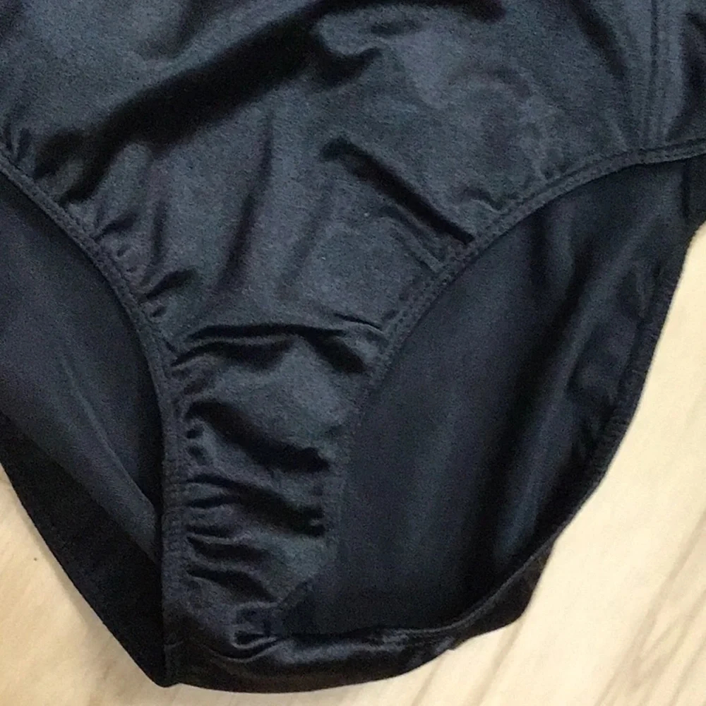 Danskin Now Black Soot Pink Bow‎ Silver Heart Bling Dance Costume Leotard 14/16